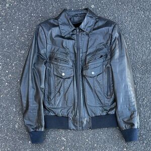 Bermans Vintage Black Leather Bomber